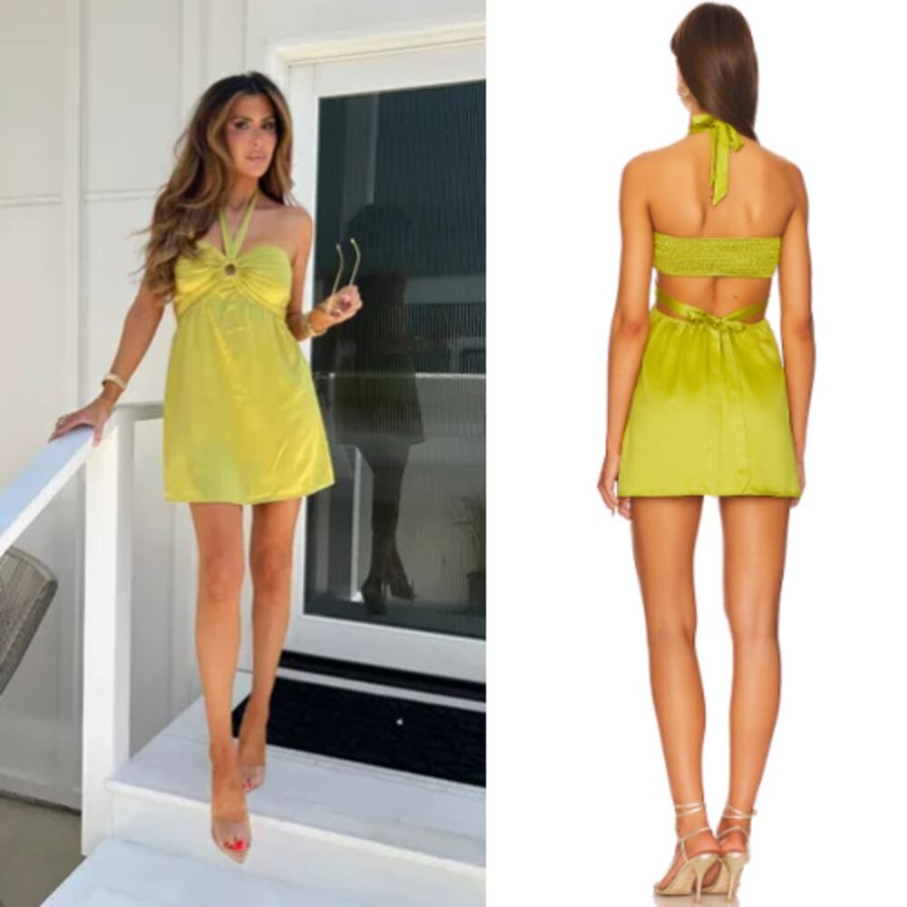 MORE TO COME | NWT Kristen Halter Mini Dress in Chartreuse S